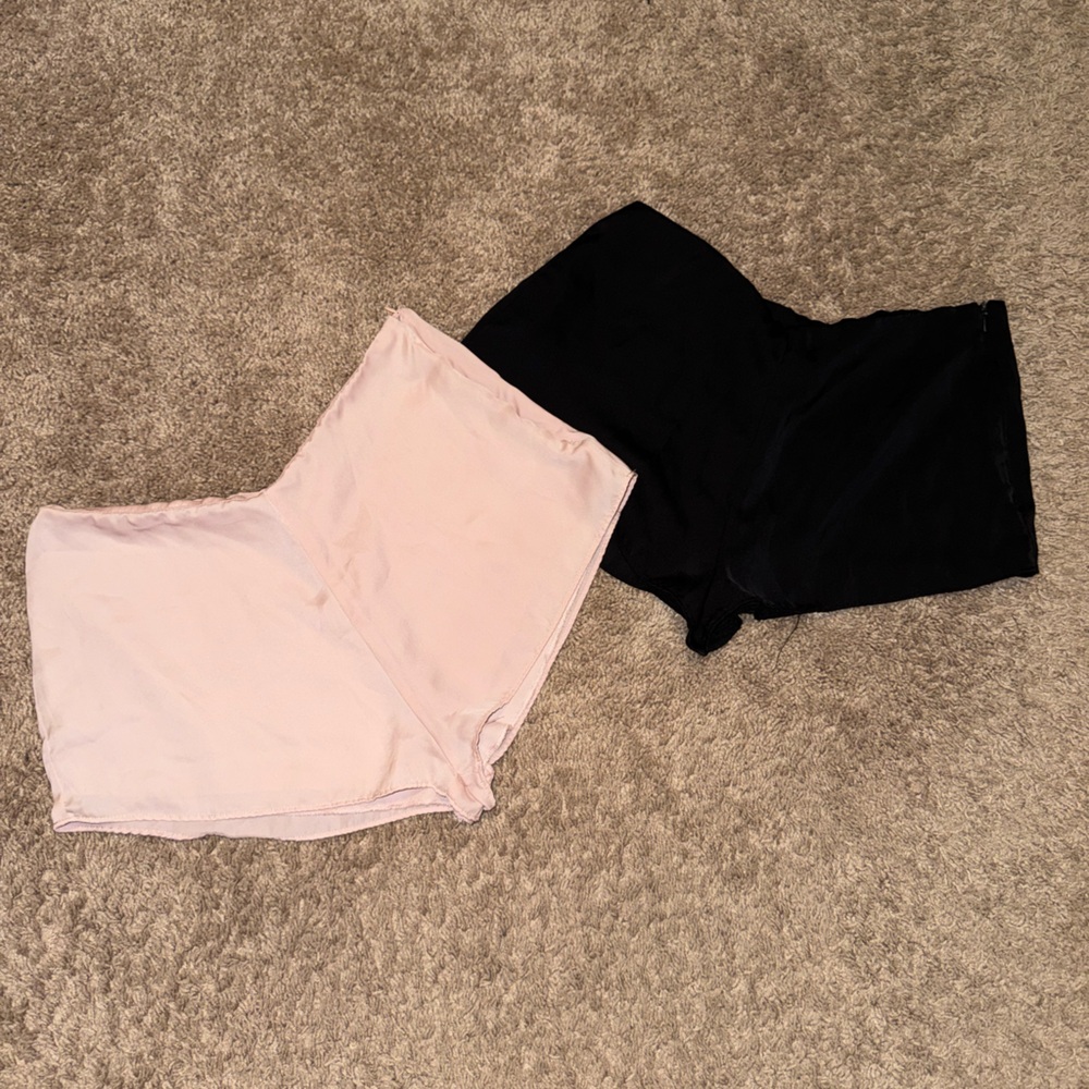 Kimchi Blue Silk Pink and Black Shorts Set